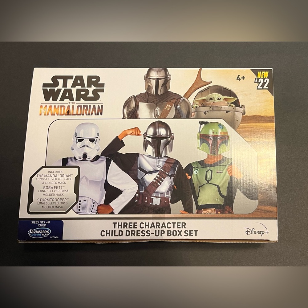 Star Wars Mandalorian/Boba Fett/Stormtrooper Child Dress-Up Costume Box Set -NEW